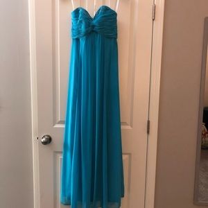 David’s Bridal Blue Chiffon- Sweetheart Neckline Evening Gown